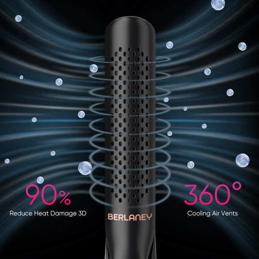 Berlaney 360° Airflow Styler, 3-in-1 Curling Wand & Titanium Flat Iron Professional Hair Straightener and Curler with Cooling Air Vents to Lock in Style, 5 Temp Setting, Anti-Scald