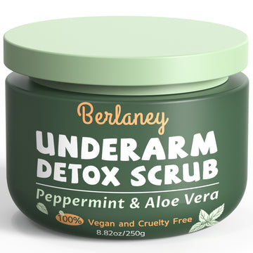 Armpit Detox Scrub 8.8 oz with Peppermint, Aloe Vera and Walnut Shell Powder, Underarm Scrub Helps on Removing Odor, Deep Cleanse & Exfoliating, also for Legs, Knee, Feet, Hands Whole Body